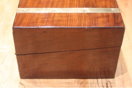 VICTORIAN BRASS BOUND WALNUT WRITING SLOPE - ADDITIONAL PHOTO 2