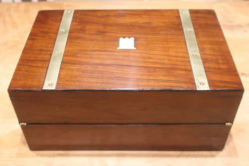 VICTORIAN BRASS BOUND WALNUT WRITING SLOPE - ADDITIONAL PHOTO 3