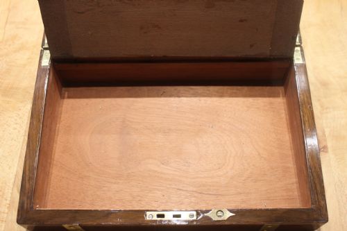 VICTORIAN BRASS BOUND WALNUT WRITING SLOPE - ADDITIONAL PHOTO 8
