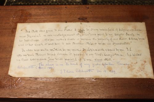 A BRASS BOUND WRITING SLOPE WITH A FITTED INTERIOR TO INCLUDE INKWELLS PEN - ADDITIONAL PHOTO 10