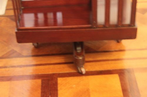 AN EDWARDIAN MAHOGANY AND INLAID REVOLVING BOOKCASE - ADDITIONAL PHOTO 7