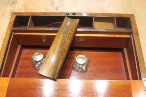 VICTORIAN WALNUT BRASS BOUND WRITING SLOPE - ADDITIONAL PHOTO 10