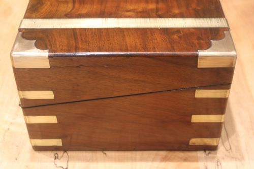 WALNUT VICTORIAN BRASS BOUND WRITING SLOPE WITH SECRET DRAWERS - ADDITIONAL PHOTO 2