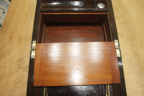 WALNUT VICTORIAN BRASS BOUND WRITING SLOPE WITH SECRET DRAWERS - ADDITIONAL PHOTO 9