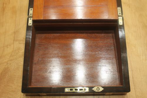 WALNUT VICTORIAN BRASS BOUND WRITING SLOPE WITH SECRET DRAWERS - ADDITIONAL PHOTO 14