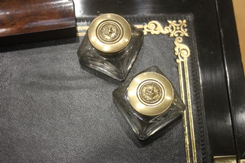VICTORIAN WALNUT AND BRASS BOUND WRITING SLOPE WITH BRAMAH LOCK KEY AND SECRET DRAWERS - ADDITIONAL PHOTO 9