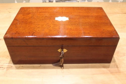VICTORIAN SOLID MAHOGANY WRITING SLOPE WITH SECRET DRAWERS - ADDITIONAL PHOTO 1