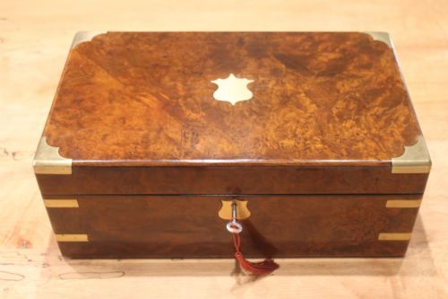 A Victorian Burr Walnut Writing Slope with Secret Drawers