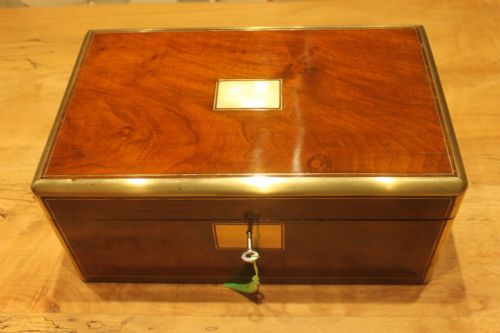 Victorian Walnut Brass Bound Writing Slope with Secret Drawers.