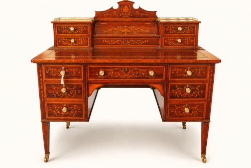 A Fine Quality Sheraton Revival  Inlaid Desk by Edwards & Roberts