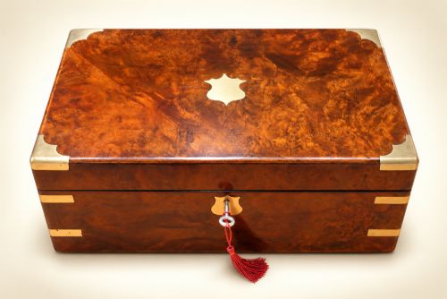 A Victorian Burr Walnut Writing Slope with Secret Drawers