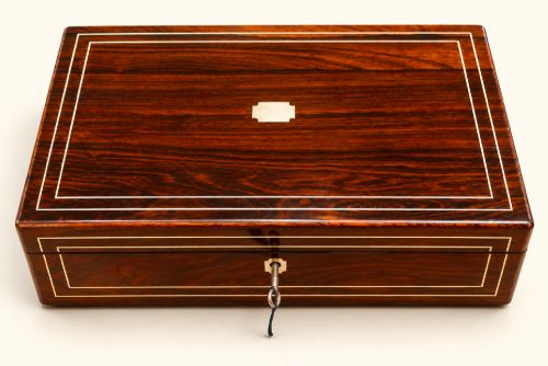 19th Century Rosewood and Brass Inlaid Writing Slope.
