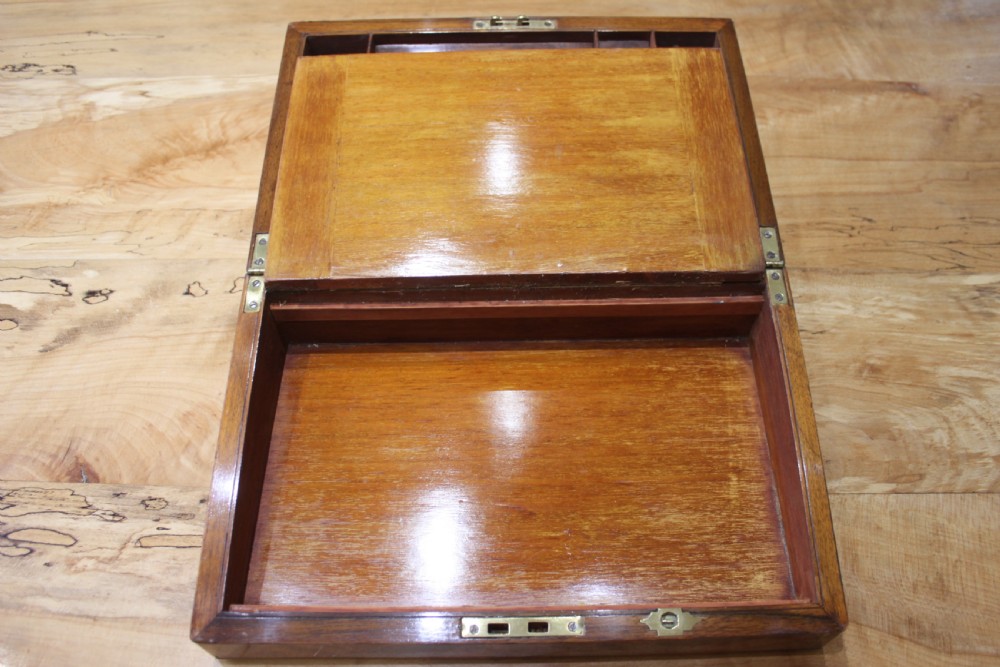  Antique Victorian walnut brass inlaid writing slope  View VI