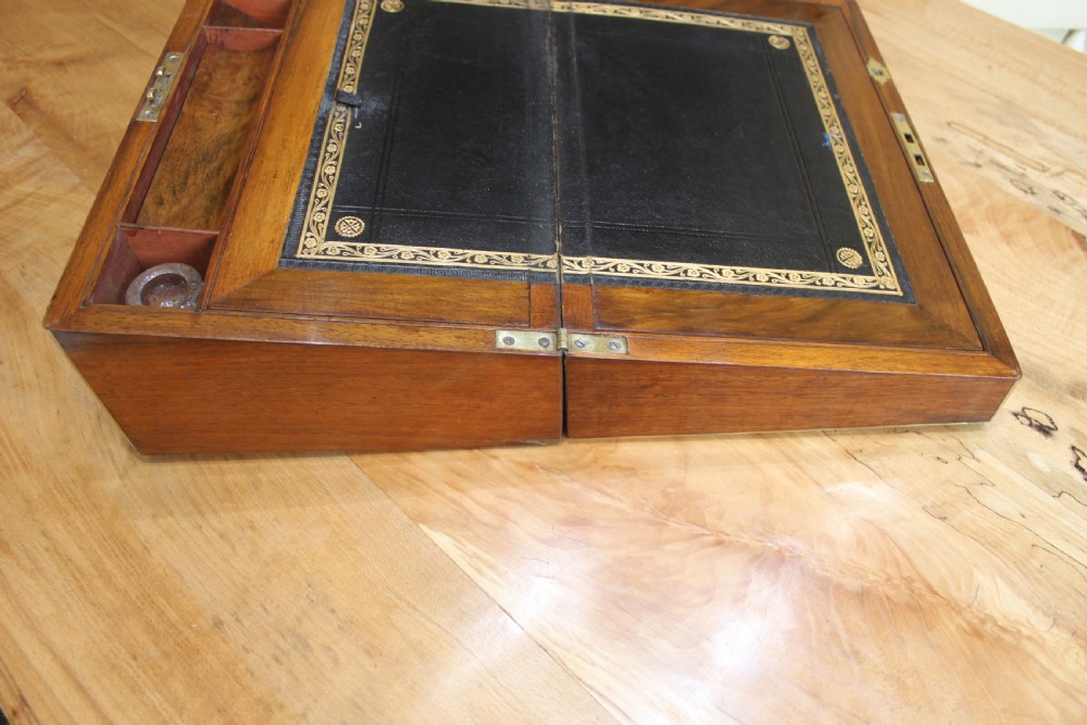  Antique Victorian walnut brass inlaid writing slope  View VII