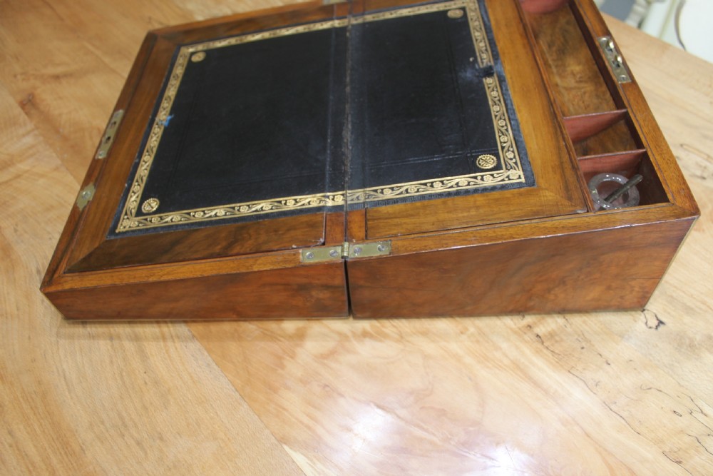  Antique Victorian walnut brass inlaid writing slope  View VIII