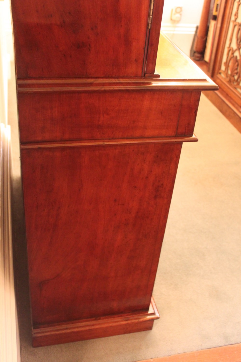 Victorian mahogany two door bookcase on cupboard View III