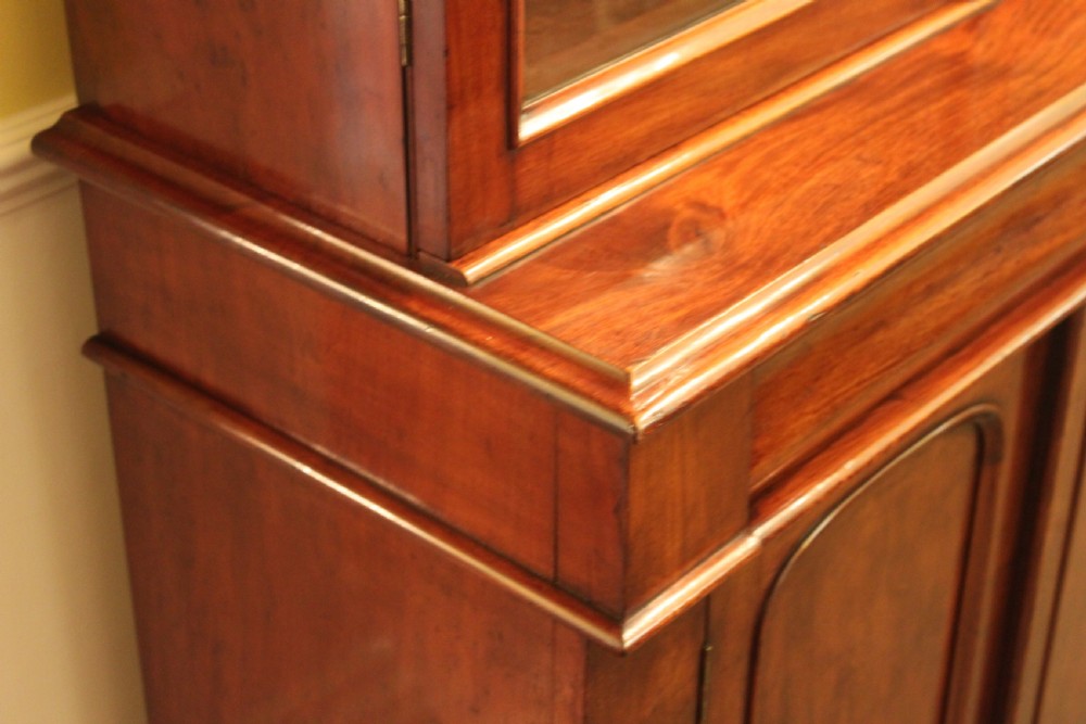 Victorian mahogany two door bookcase on cupboard View IV