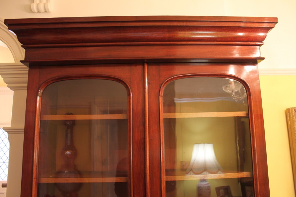Victorian mahogany two door bookcase on cupboard View V