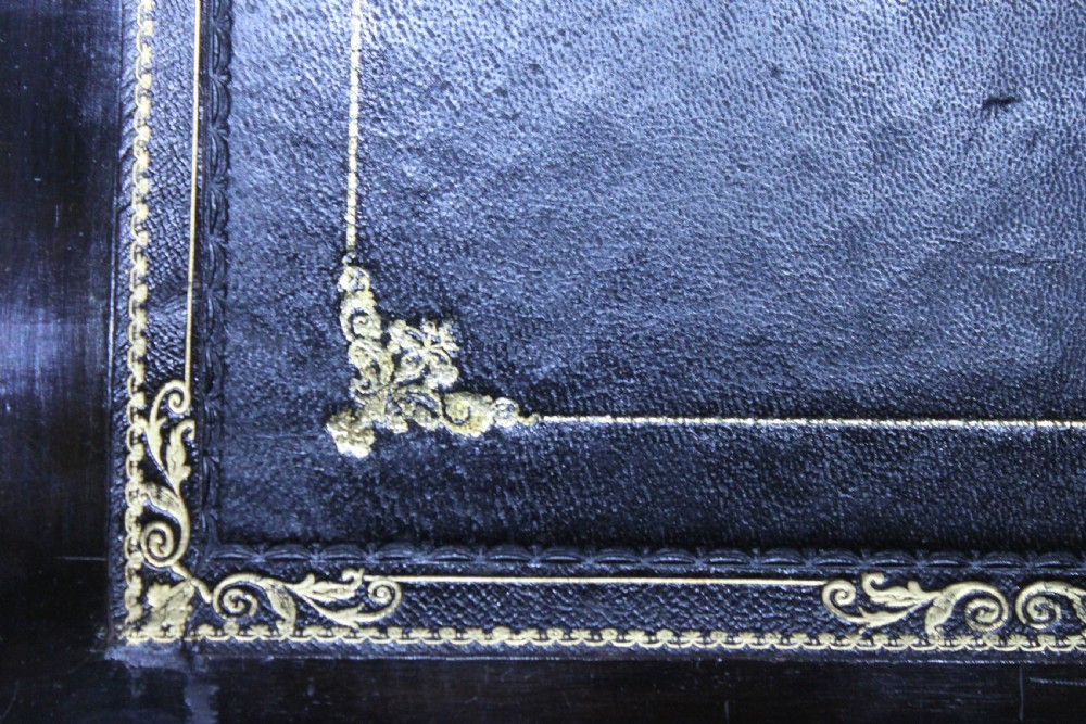 Antique Victorian burr walnut and brass inlaid writing slope. View II