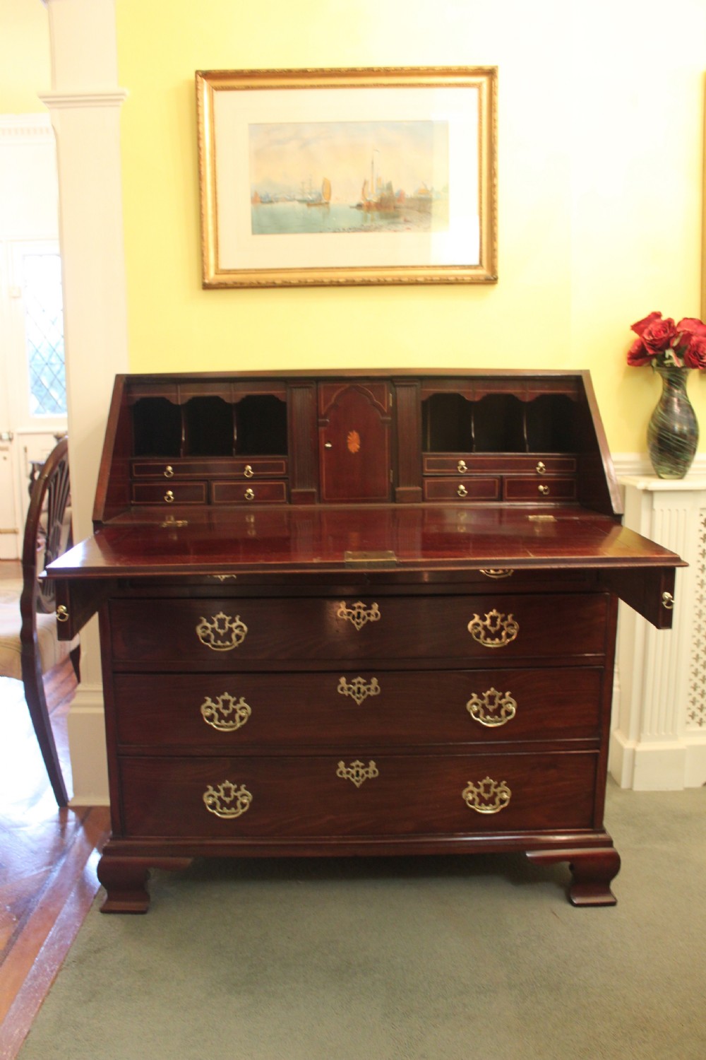 George III period mahogany bureau View IV