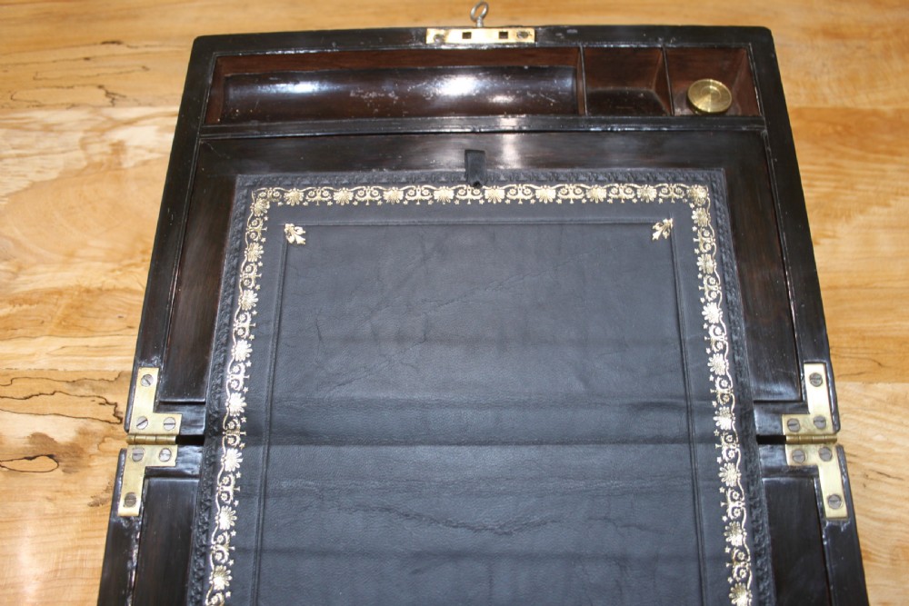 Victorian walnut writing slope with secret drawers View VI