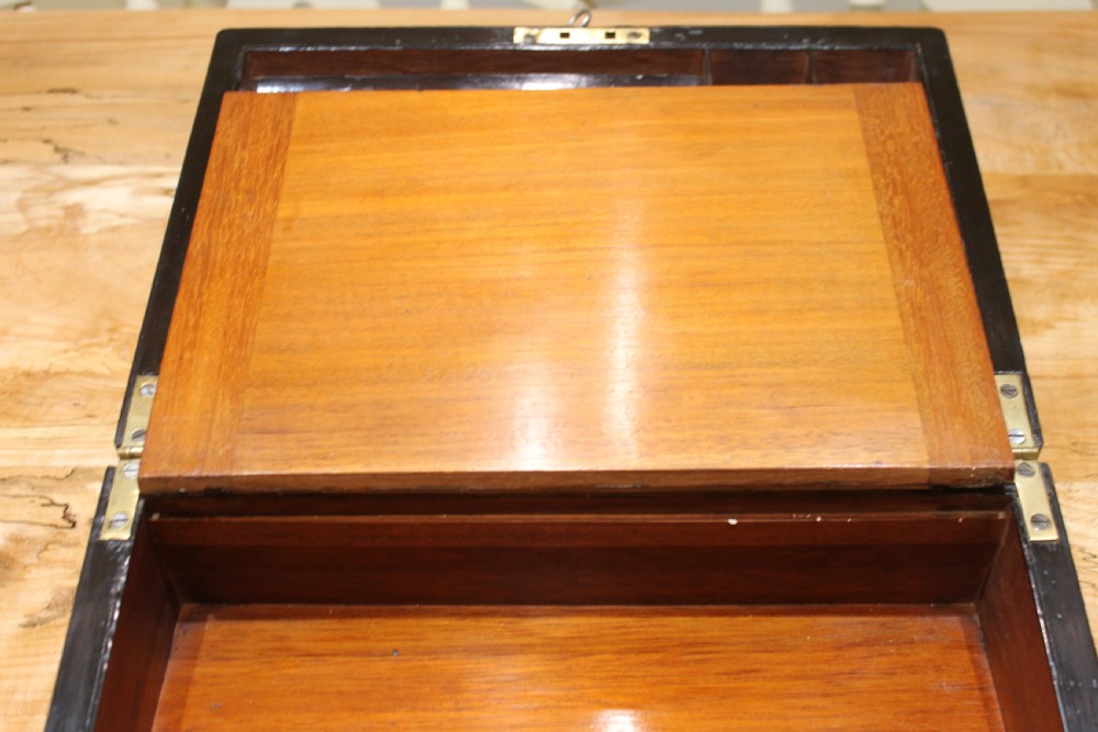 Victorian walnut writing slope with secret drawers View XI