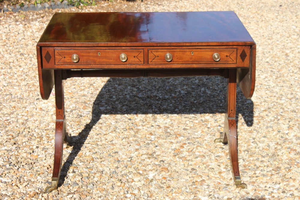 Late 18th century mahogany and inlaid sofa table