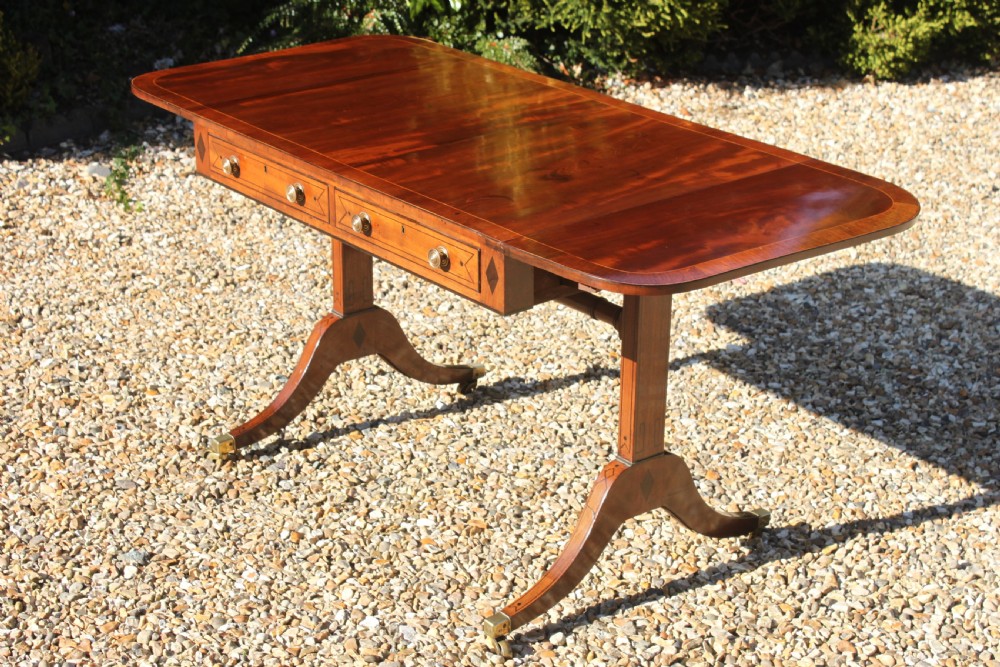 Late 18th century mahogany and inlaid sofa table View V