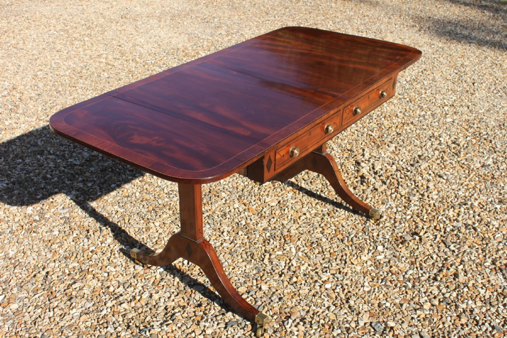 Late 18th century mahogany and inlaid sofa table View VIII