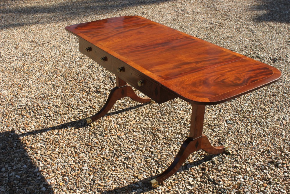 Late 18th century mahogany and inlaid sofa table View IX