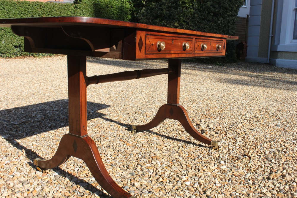 Late 18th century mahogany and inlaid sofa table View X