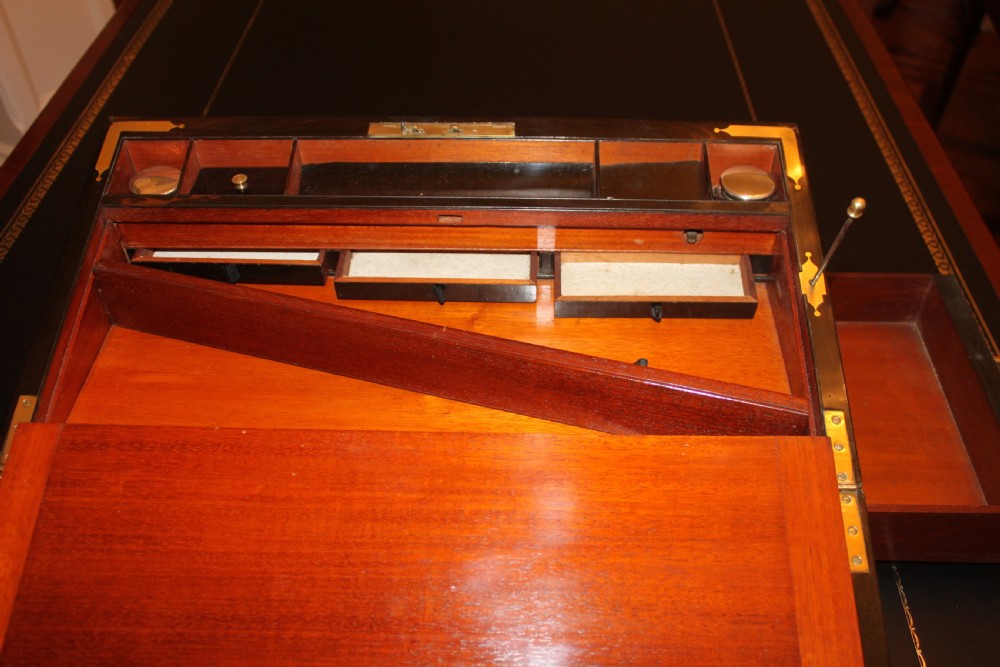A 19th. century top quality burr walnut and brass inlaid writing slope. View XI