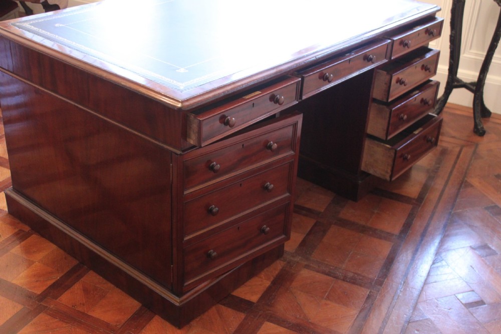 Early Victorian mahogany partners desk View IX