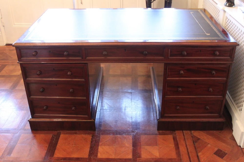 Early Victorian mahogany partners desk View X