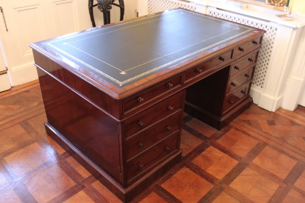 Early Victorian mahogany partners desk View XI