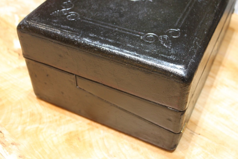 A rare black leather bound writing slope by J Fryer, Charing Cross, London. View III