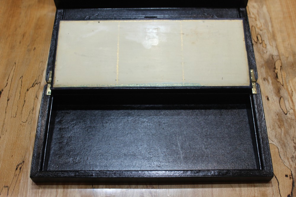 A rare black leather bound writing slope by J Fryer, Charing Cross, London. View IX