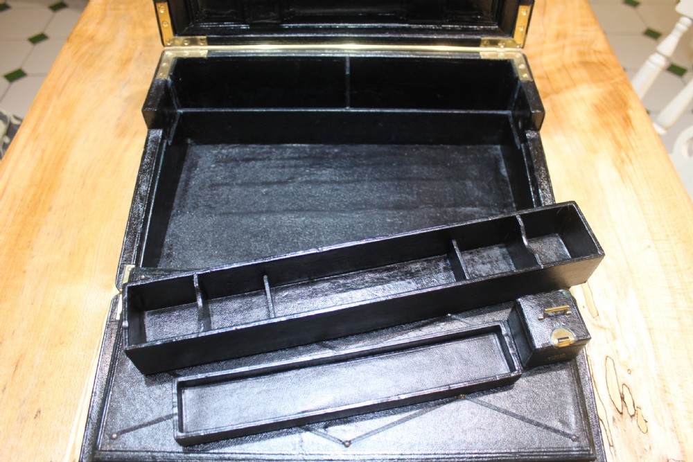 A rare black leather bound writing slope by J Fryer, Charing Cross, London. View XV