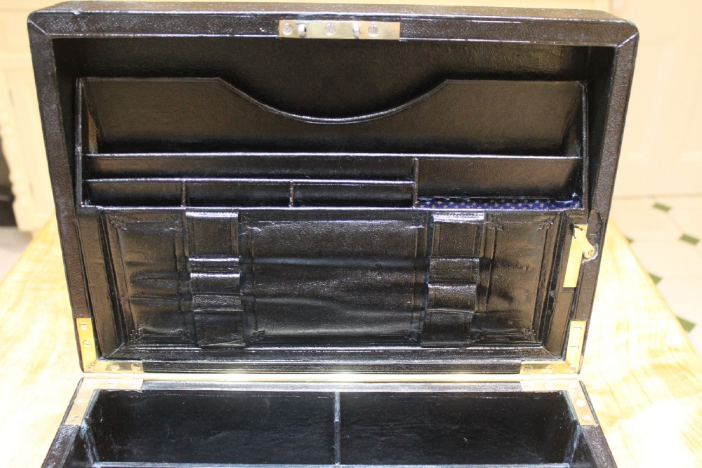 A rare black leather bound writing slope by J Fryer, Charing Cross, London. View XVI