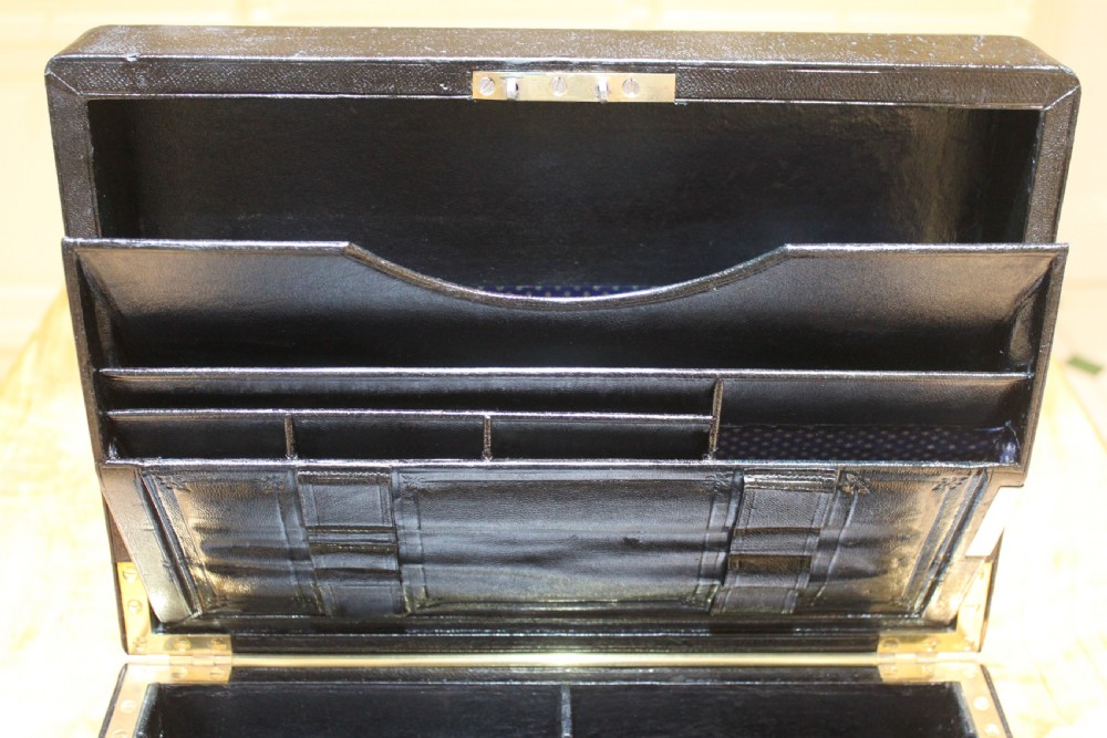 A rare black leather bound writing slope by J Fryer, Charing Cross, London. View XVII