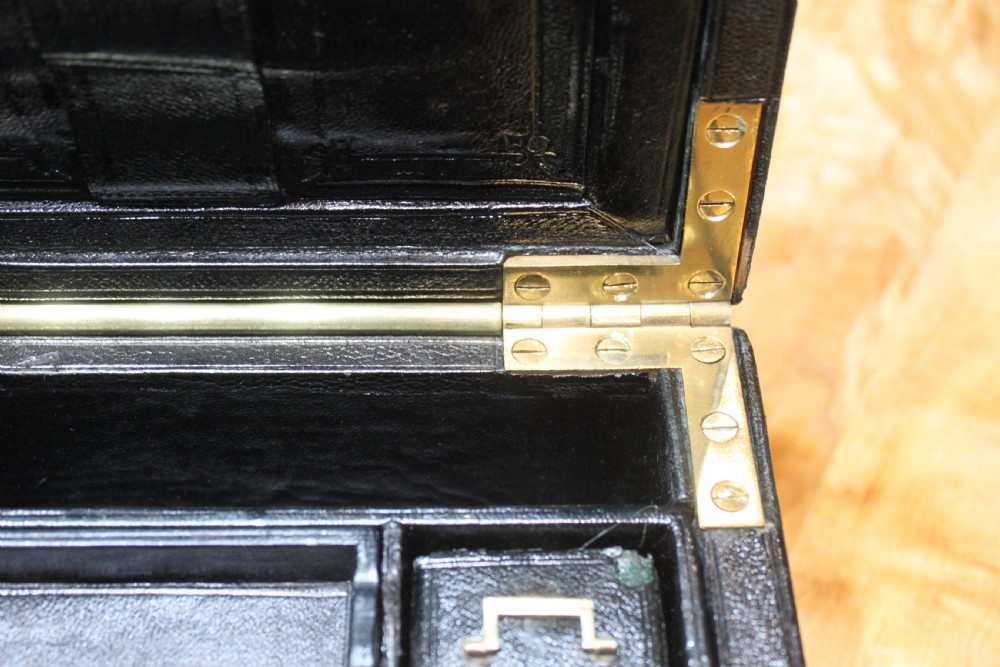 A rare black leather bound writing slope by J Fryer, Charing Cross, London. View XXI