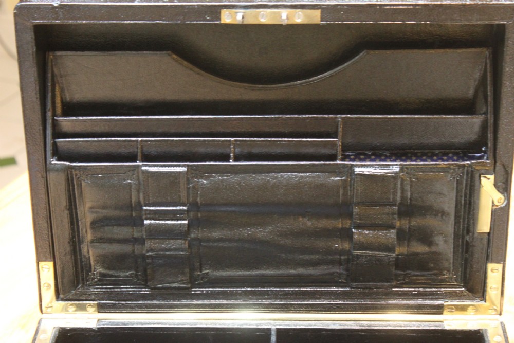 A rare black leather bound writing slope by J Fryer, Charing Cross, London. View XXII