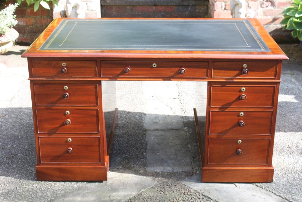 George IV period mahogany pedestal partners desk