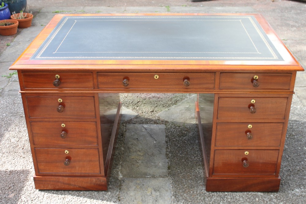George IV period mahogany pedestal partners desk View IV