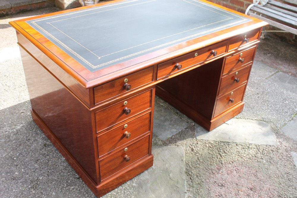 George IV period mahogany pedestal partners desk View V