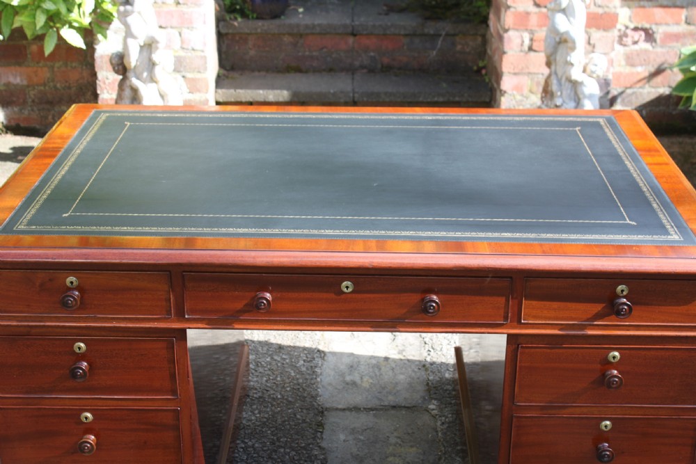 George IV period mahogany pedestal partners desk View VII