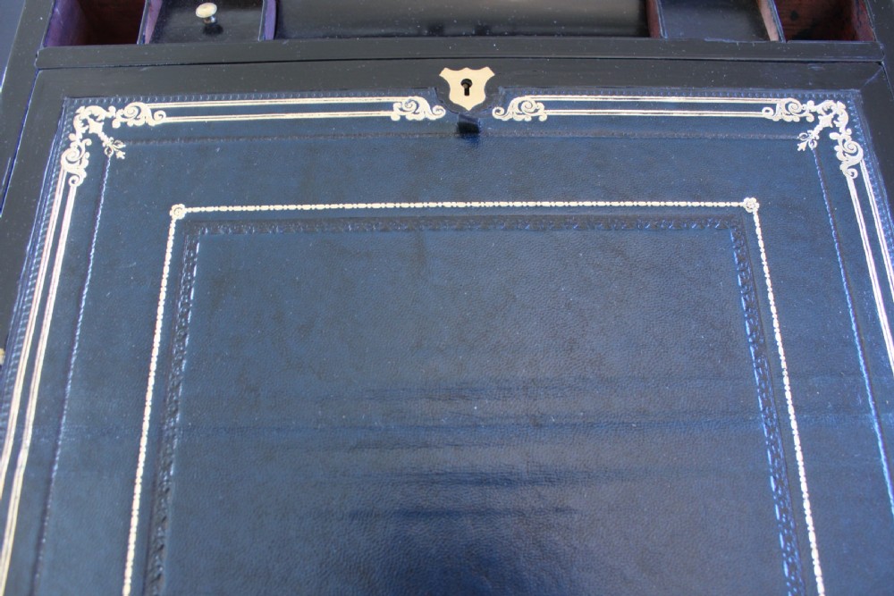 A fine Victorian burr walnut and brass bound writing slope. View VIII