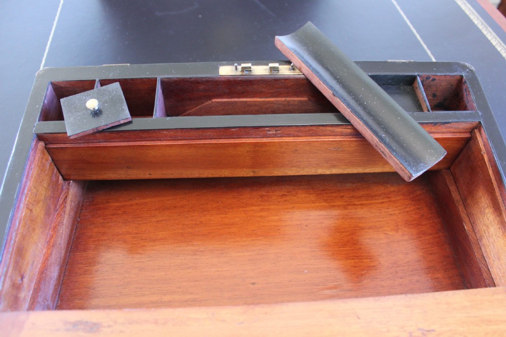 A fine Victorian burr walnut and brass bound writing slope. View XI