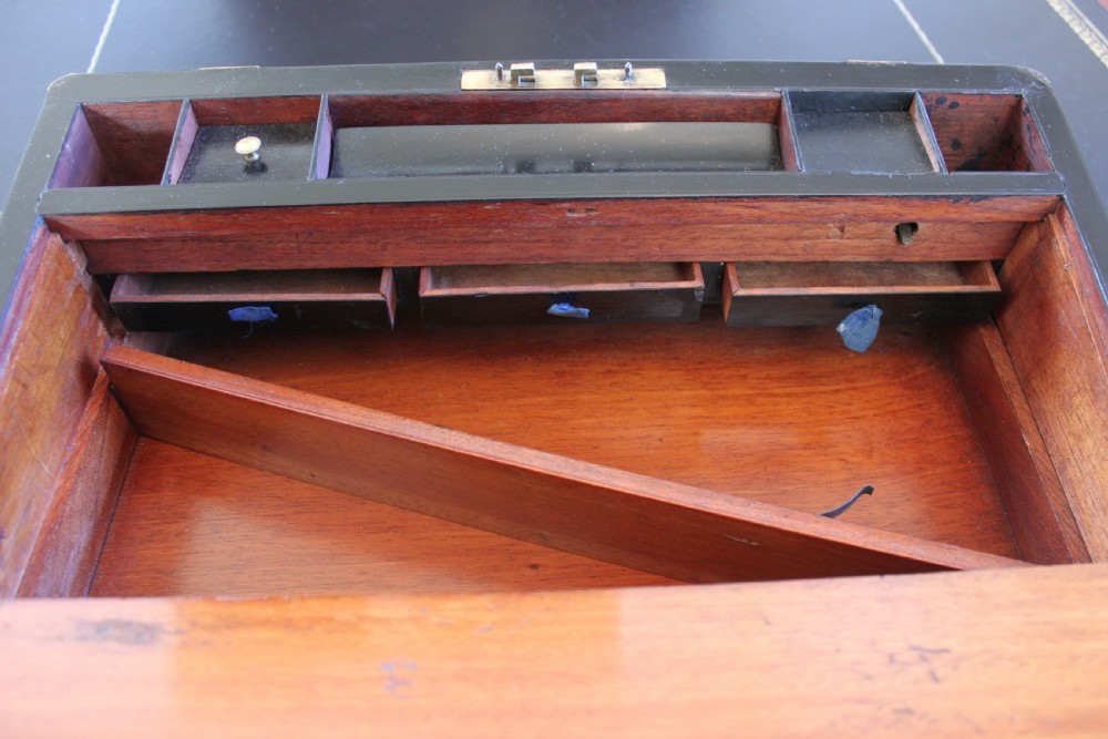 A fine Victorian burr walnut and brass bound writing slope. View XII