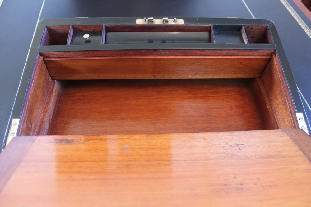 A fine Victorian burr walnut and brass bound writing slope. View XIII